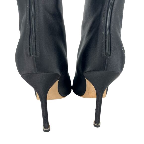 Manolo Blahnik + Vetements Printed Satin Ankle Boots In Black - Picture 11 of 16